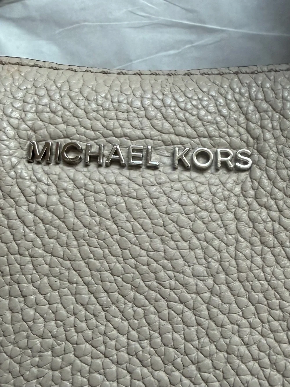 Michael Kors Top-Handle Satchel in Light Taupe with Scarf Accent